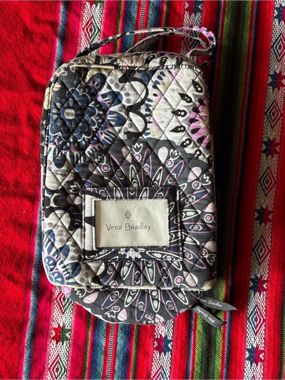 Vera Bradley Quilted Cosmetic Wristlet - Black, Gray & Pink